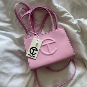 Telfar Small pink vegan leather shopping bag party